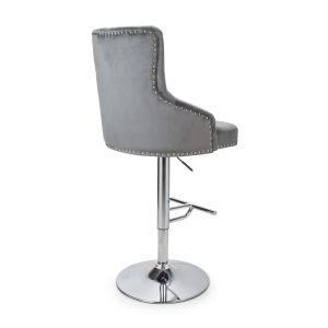 Saxon Grey Velvet Buttoned Bar Stool