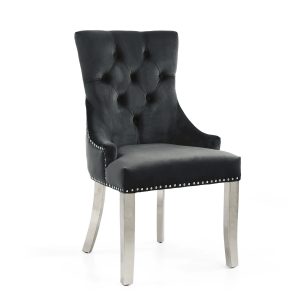 Hyde Park Black Velvet Dining Chair