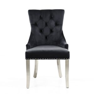 Hyde Park Black Velvet Dining Chair