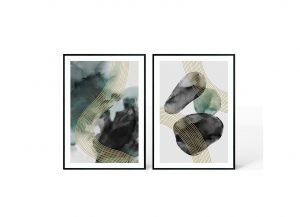 Set of Sea Green and Gold Abstracts