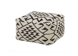 Aztec Tapestry Black & White Pouffe