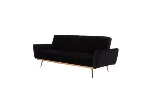 Midnight Black Velvet Sofa Bed