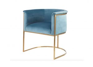 Miami Blue & Gold Lounge Dining Chair