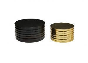 Set of Drum Black and Gold Coffee Tables