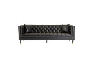 Raven Black Faux Leather Sofa