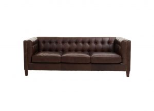 Ascot Brown Leather Sofa Three Seater