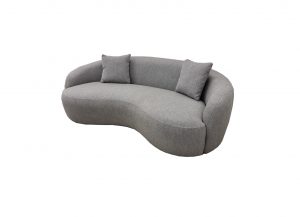 Curved Grey Boucle Sofa