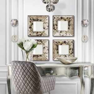 Small Vintage Antiqued Square Mirror