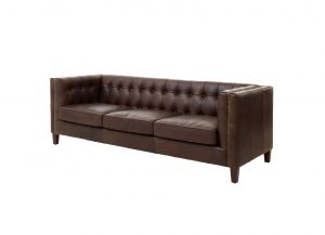 Ascot Brown Leather Sofa Three Seater