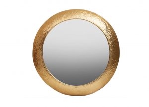 Gold Hammered Round Mirror