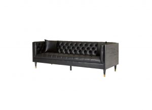 Raven Black Faux Leather Sofa