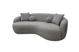 Curved Grey Boucle Sofa