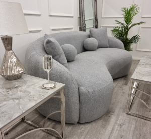 Curved Grey Boucle Sofa