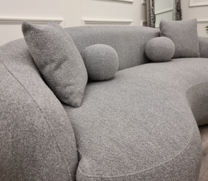 Curved Grey Boucle Sofa