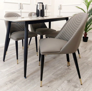 Ripple Grey Mushroom Leather Dining Chairs