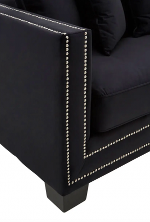 Manhattan Black Velvet Sofa