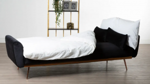 Midnight Black Velvet Sofa Bed