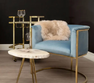 Miami Blue & Gold Lounge Dining Chair