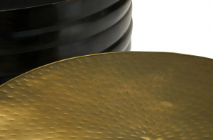 Set of Drum Black and Gold Coffee Tables