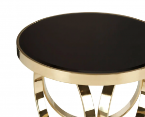 Tri-Circular Gold & Black End Table