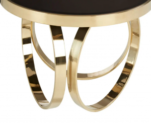 Tri-Circular Gold & Black End Table