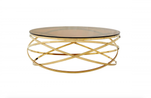 Golden Hoops Glass Coffee Table