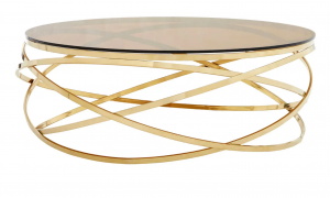 Golden Hoops Glass Coffee Table