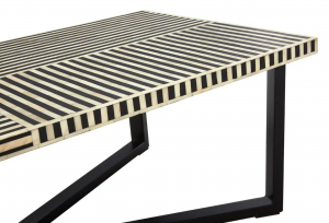 Black & Ivory Striped Coffee Table