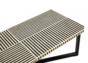 Black & Ivory Striped Coffee Table