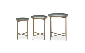 Trieste Set of Blue Enamel Side Tables