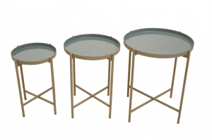 Trieste Set of Blue Enamel Side Tables