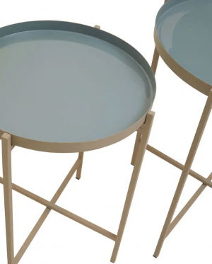 Trieste Set of Blue Enamel Side Tables