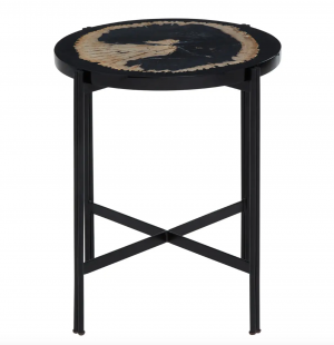 Fossil Resin Round Side Table