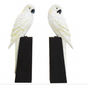 White Parrots Bookends