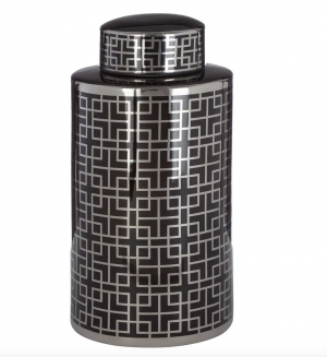 Mercury and Black Ceramic Jar