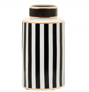 Athena Black White & Gold Striped Jar