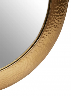 Gold Hammered Round Mirror