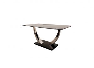 Tusker Chrome & Black Sintered Stone Dining Table