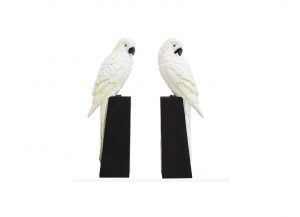 White Parrots Bookends