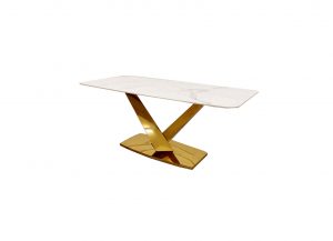 X-Leg Gold Sintered Stone Dining Table