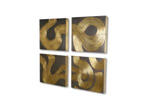 Golden Rivers Abstract Set of Four