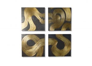 Golden Rivers Abstract Set of Four