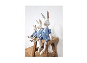 Trio of Vintage Rabbits in Blue