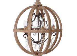 Avignon Natural Wood & Crystal Chandelier