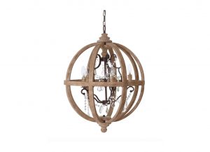 Avignon Natural Wood & Crystal Chandelier