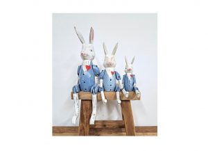 Trio of Vintage Rabbits in Blue