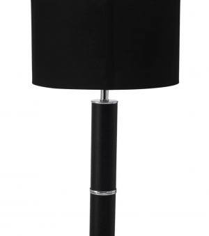 Black Faux Leather Column Floor Lamp