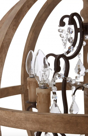 Avignon Natural Wood & Crystal Chandelier