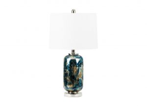 Blue & Gold Abstract Glass Lamp