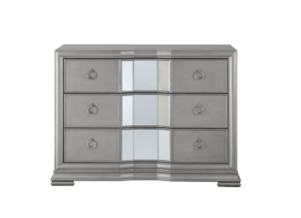 Parisian Grey Washed & Mirrored Chest of Drawers